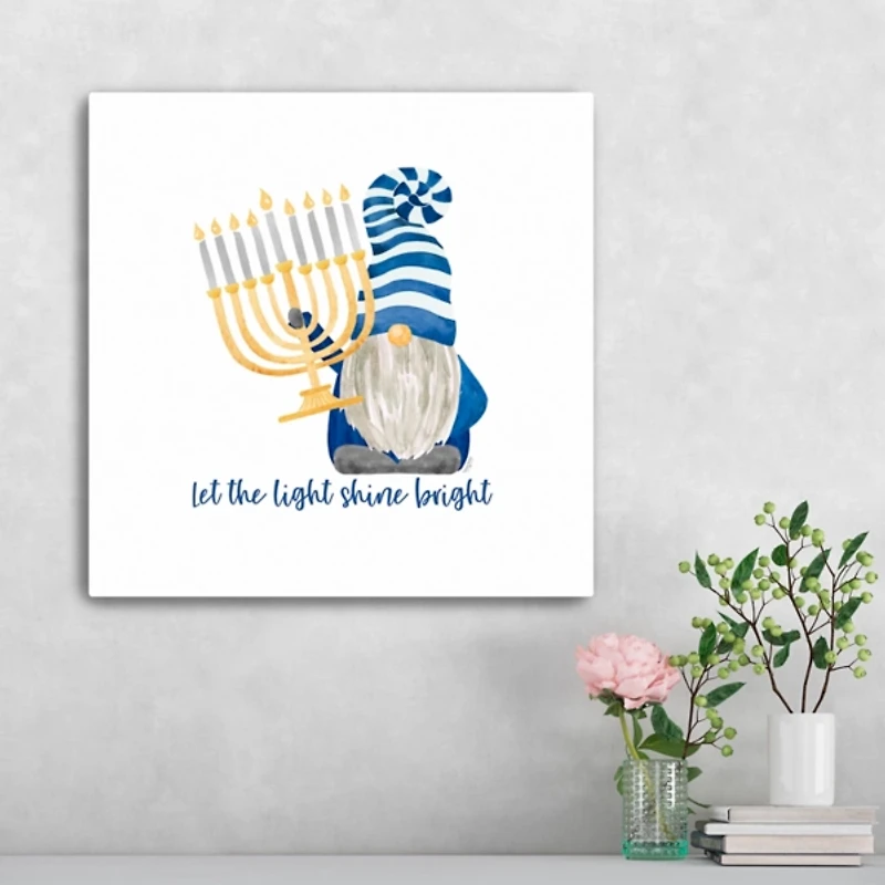 Shine Bright Menorah Gnome Canvas Art Print