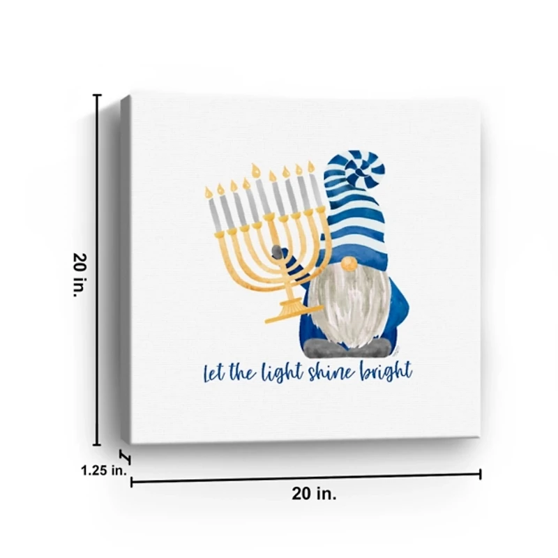Shine Bright Menorah Gnome Canvas Art Print