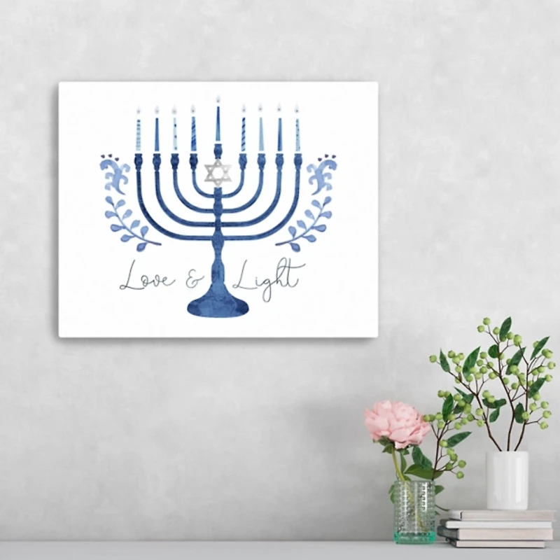 Love & Light Menorah Canvas Art Print