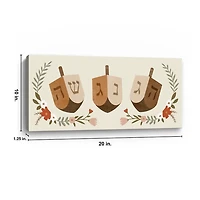 Floral Dreidel Trio Canvas Art Print