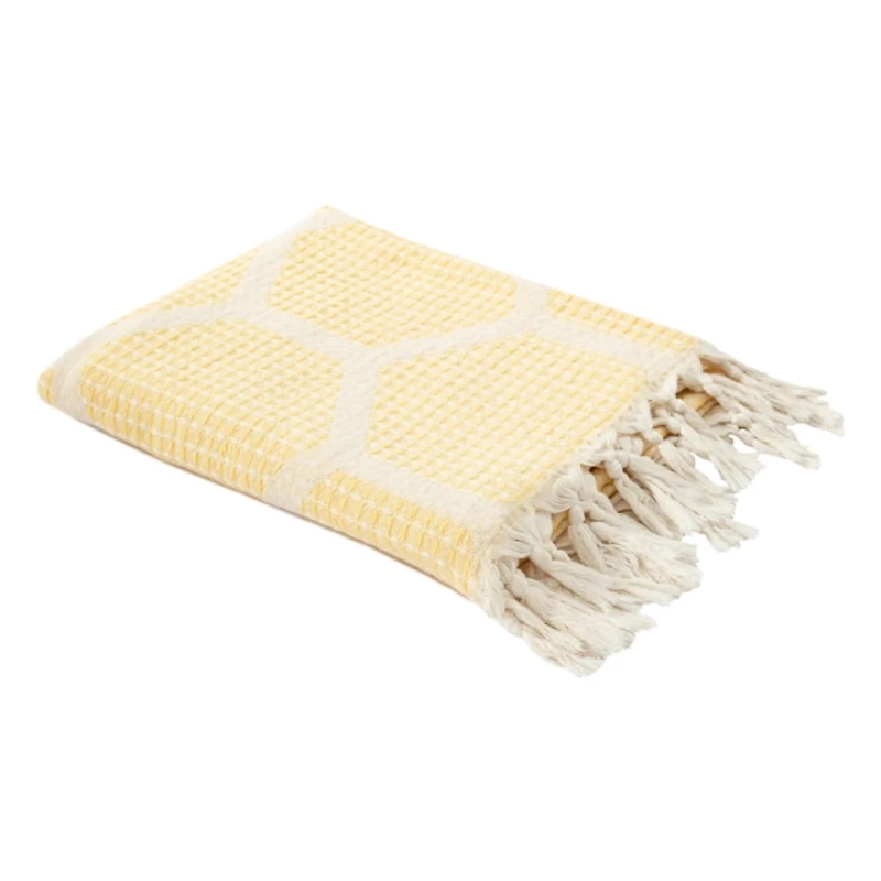 Yellow Honeycomb Cotton Throw