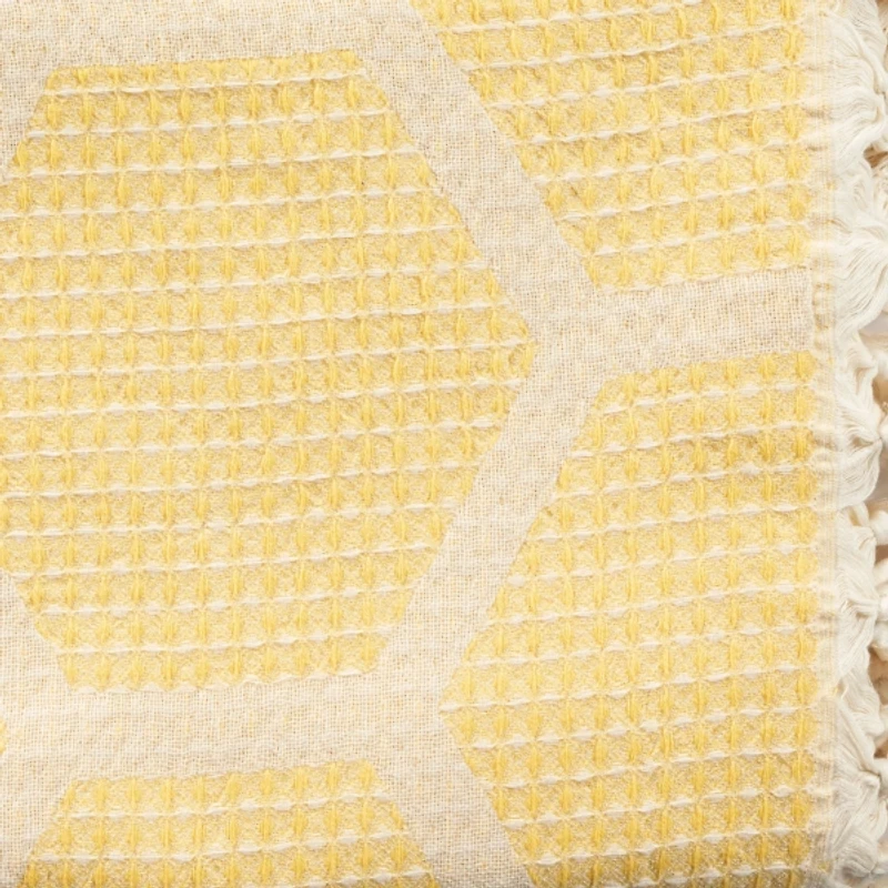 Yellow Honeycomb Cotton Throw