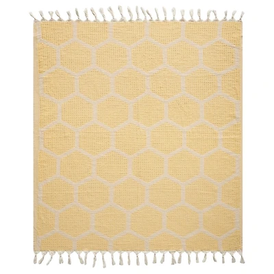Yellow Honeycomb Cotton Throw