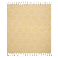 Yellow Honeycomb Cotton Throw