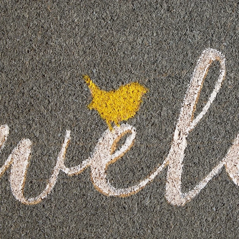 Gray Welcome Bird Coir Doormat