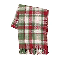 Red Green White Plaid Christmas Throw Blanket
