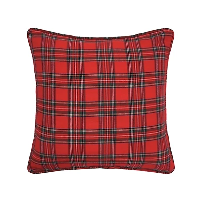 Collie Red Plaid Christmas Pillow