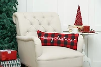 Red and Black Plaid Merry Christmas Pillow