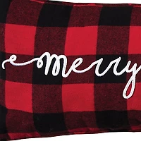 Red and Black Plaid Merry Christmas Pillow