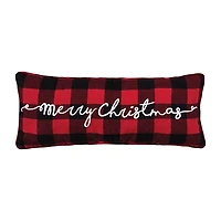 Red and Black Plaid Merry Christmas Pillow