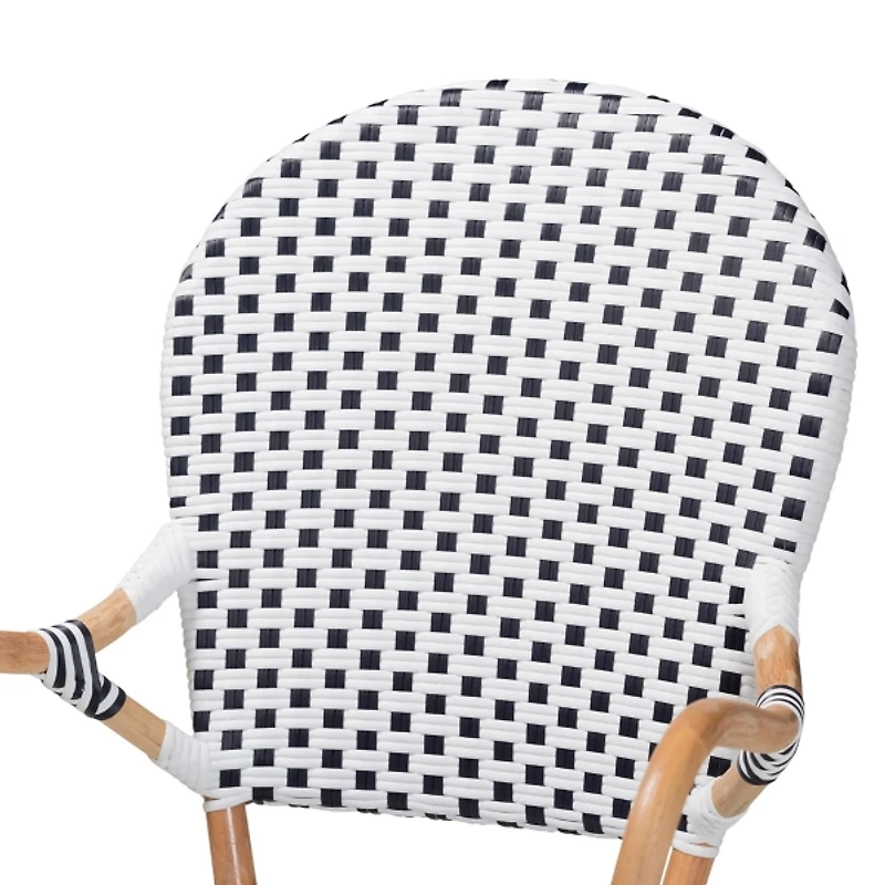 Black and White Woven Dining Chairs, Set of 2