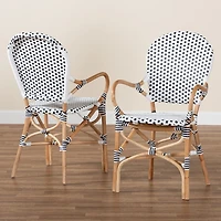 Black and White Woven Dining Chairs, Set of 2