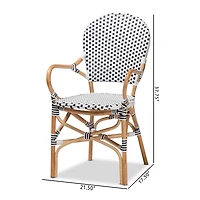 Black and White Woven Dining Chairs, Set of 2