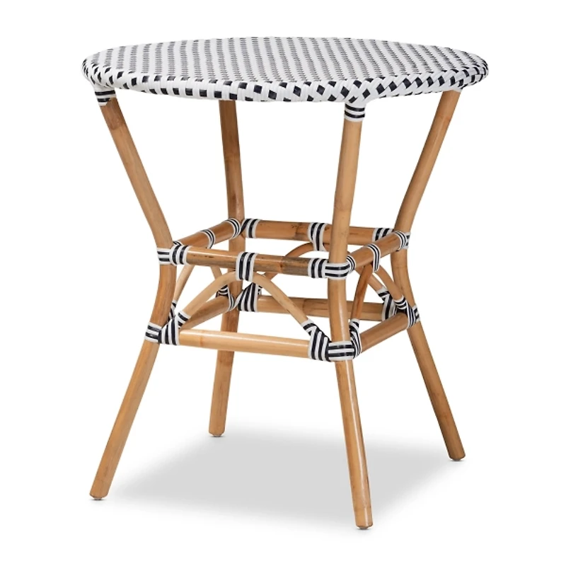 Black Woven Rattan French Bistro Dining Table