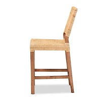 Natural Rattan and Wood Counter Stool