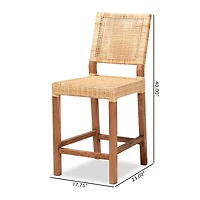 Natural Rattan and Wood Counter Stool