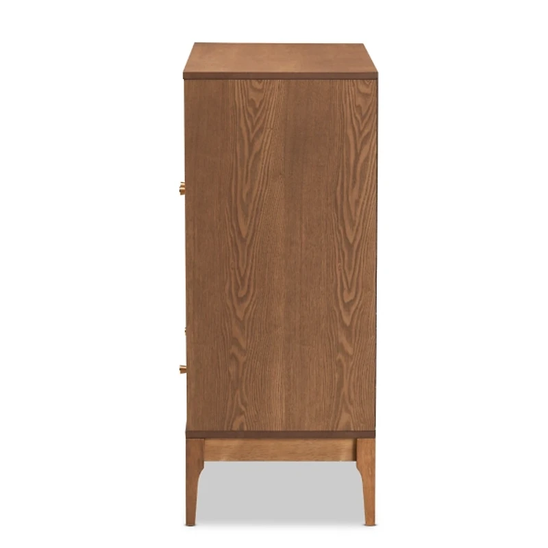 Mid-Century Modern Rattan Walnut Cabinet