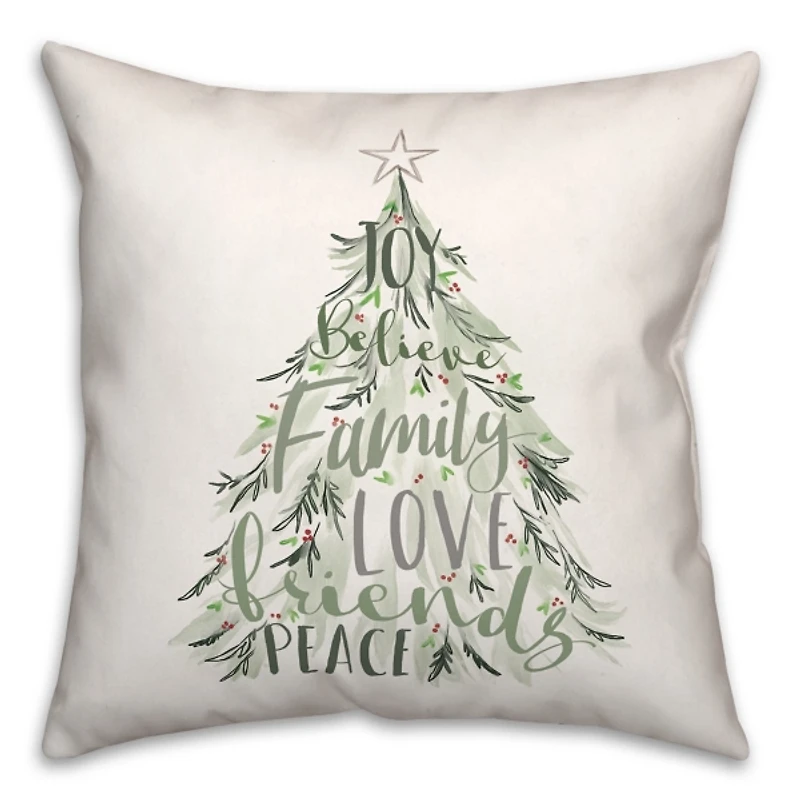 Word Tree Christmas Pillow