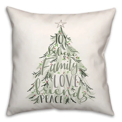 Word Tree Christmas Pillow