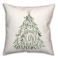 Word Tree Christmas Pillow