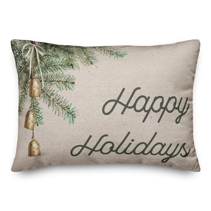 Happy Holidays Bells Christmas Pillow
