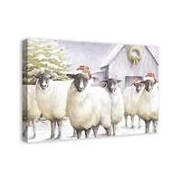 Festive Sheep Christmas Canvas Art Print