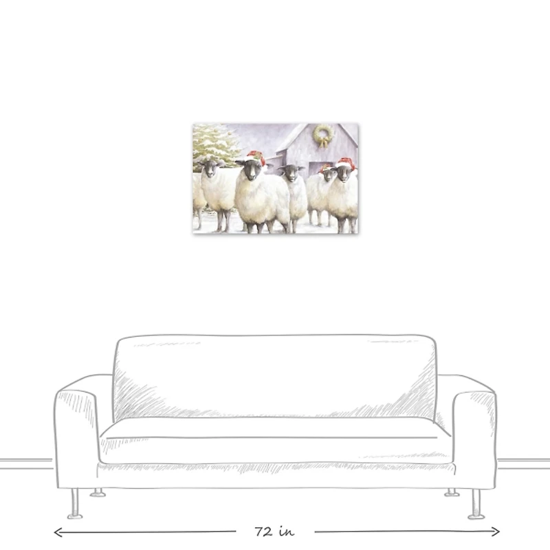 Festive Sheep Christmas Canvas Art Print