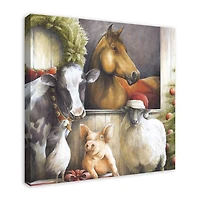 Christmas Barn Animals Canvas Art Print