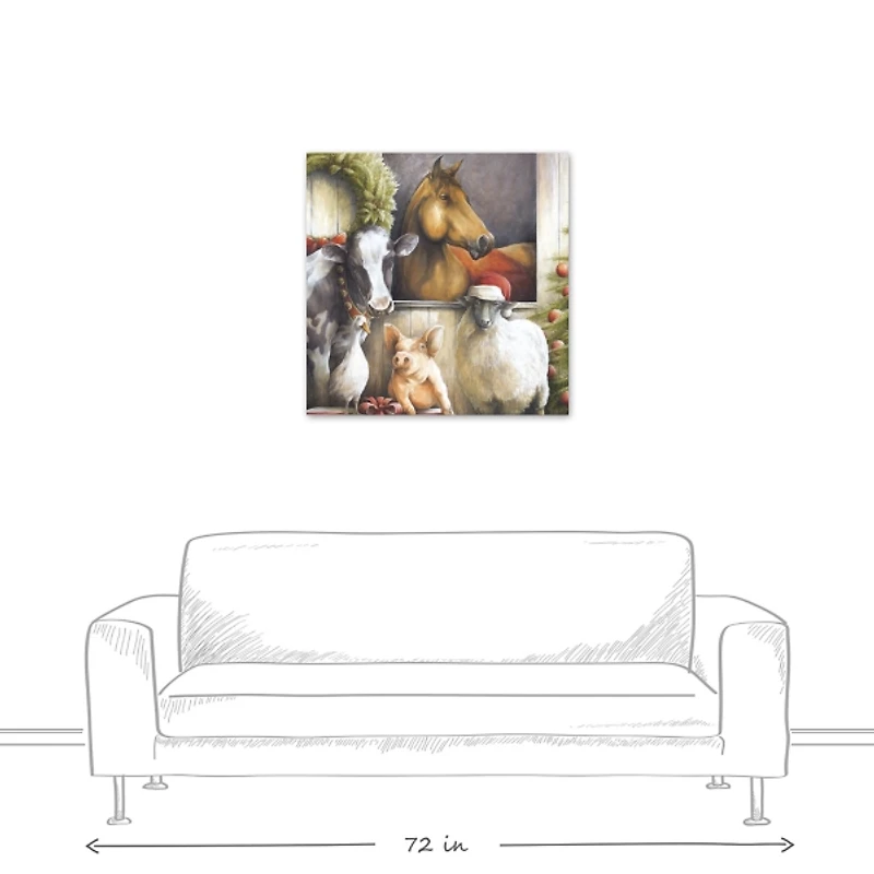 Christmas Barn Animals Canvas Art Print