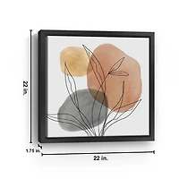 Linear Leaf Trio Framed Canvas Art Print