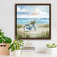 Beach Bike Bliss Framed Canvas Art Print