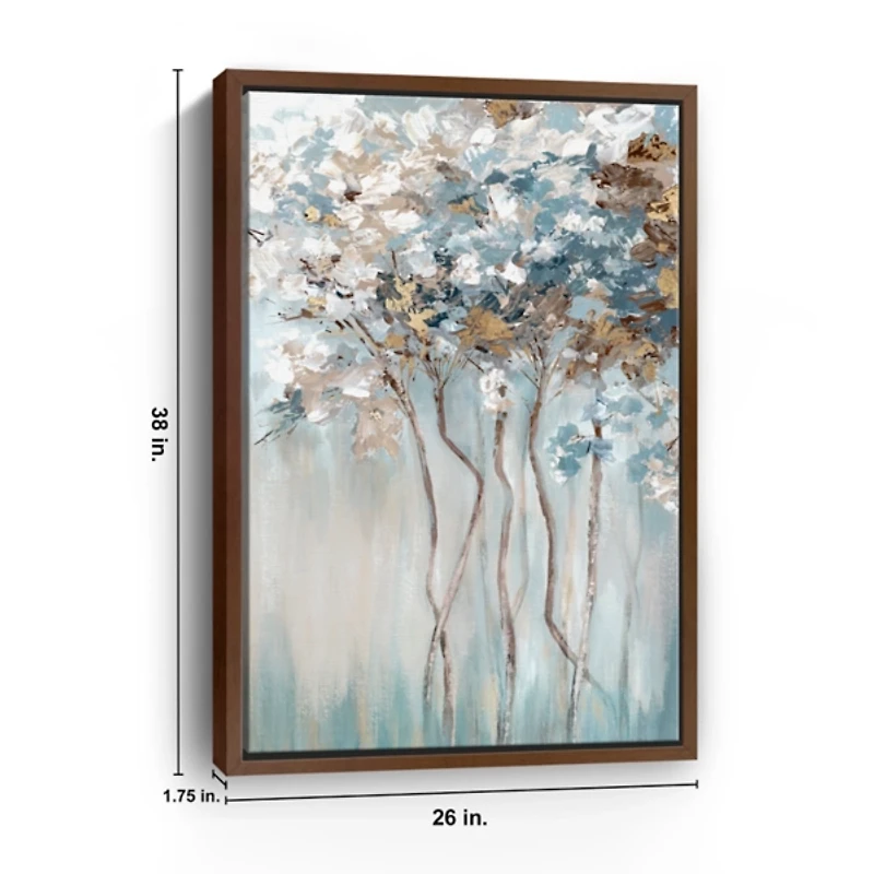 Golden Blue Forest Framed Canvas Art Print