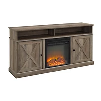 Graywash Rustic Fireplace Cabinet