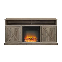 Graywash Rustic Fireplace Cabinet