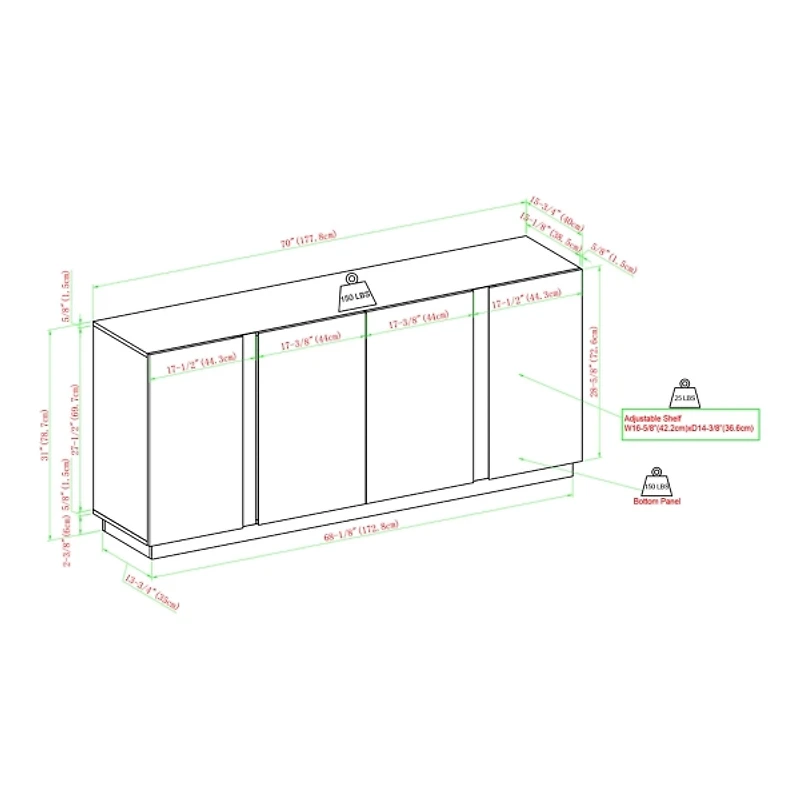 Gray Brown Modern 2-Door Sideboard