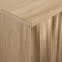 Natural Fluted Wood 4-Door Scandinavian Cabinet