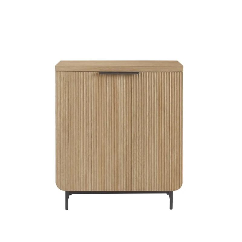 Natural Fluted Wood Scandinavian Cabinet
