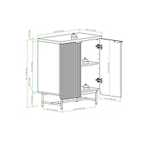 Natural Fluted Wood Scandinavian Cabinet