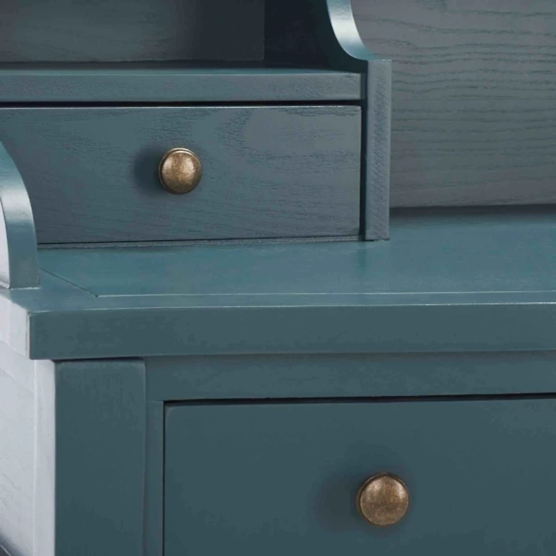 Blue Wood 5-Drawers Desk