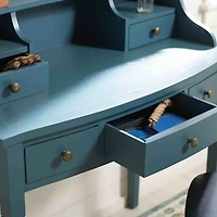 Blue Wood 5-Drawers Desk