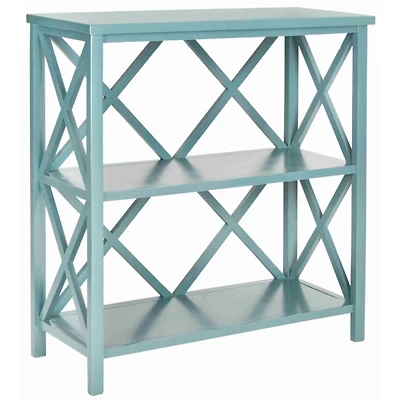 Turquoise Trellis Pine Wood Bookcase