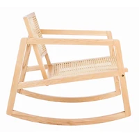 Natural Wood and Rattan Rocking Chair