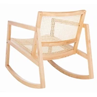 Natural Wood and Rattan Rocking Chair