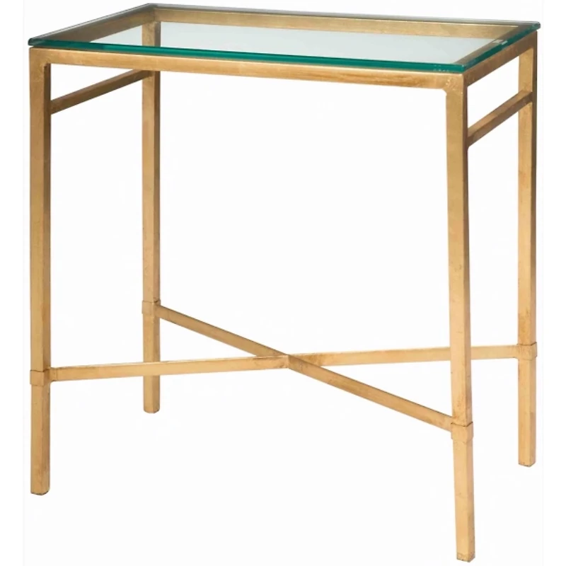 Gold Metal and Glass Side Table