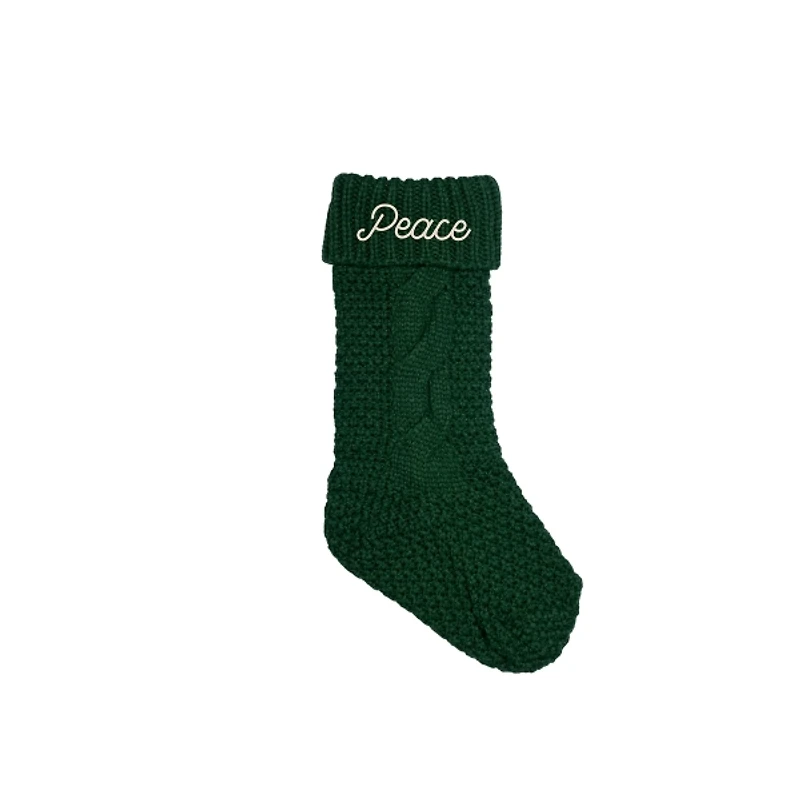 Green Peace Cable Knit Stocking