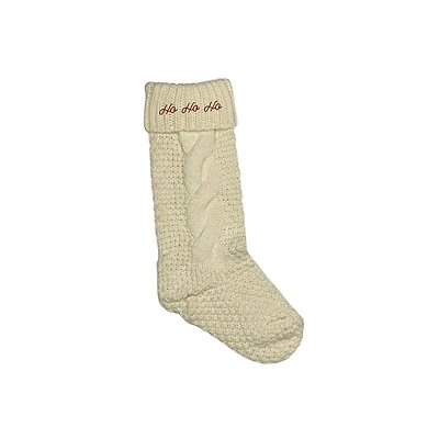 Cream Ho Ho Ho Script Christmas Stocking