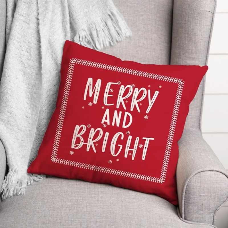 Red Merry and Bright Throw Pillow