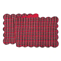 Christmas Red Plaid Scalloped Table Runner