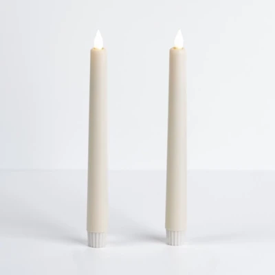 Ivory LED Soft Flame Taper Candles, Set of 2