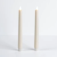 Ivory LED Soft Flame Taper Candles, Set of 2